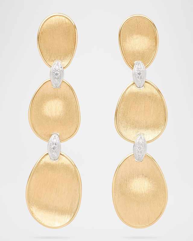 18K Gold Lunaria Three-Drop Earrings with Diamonds